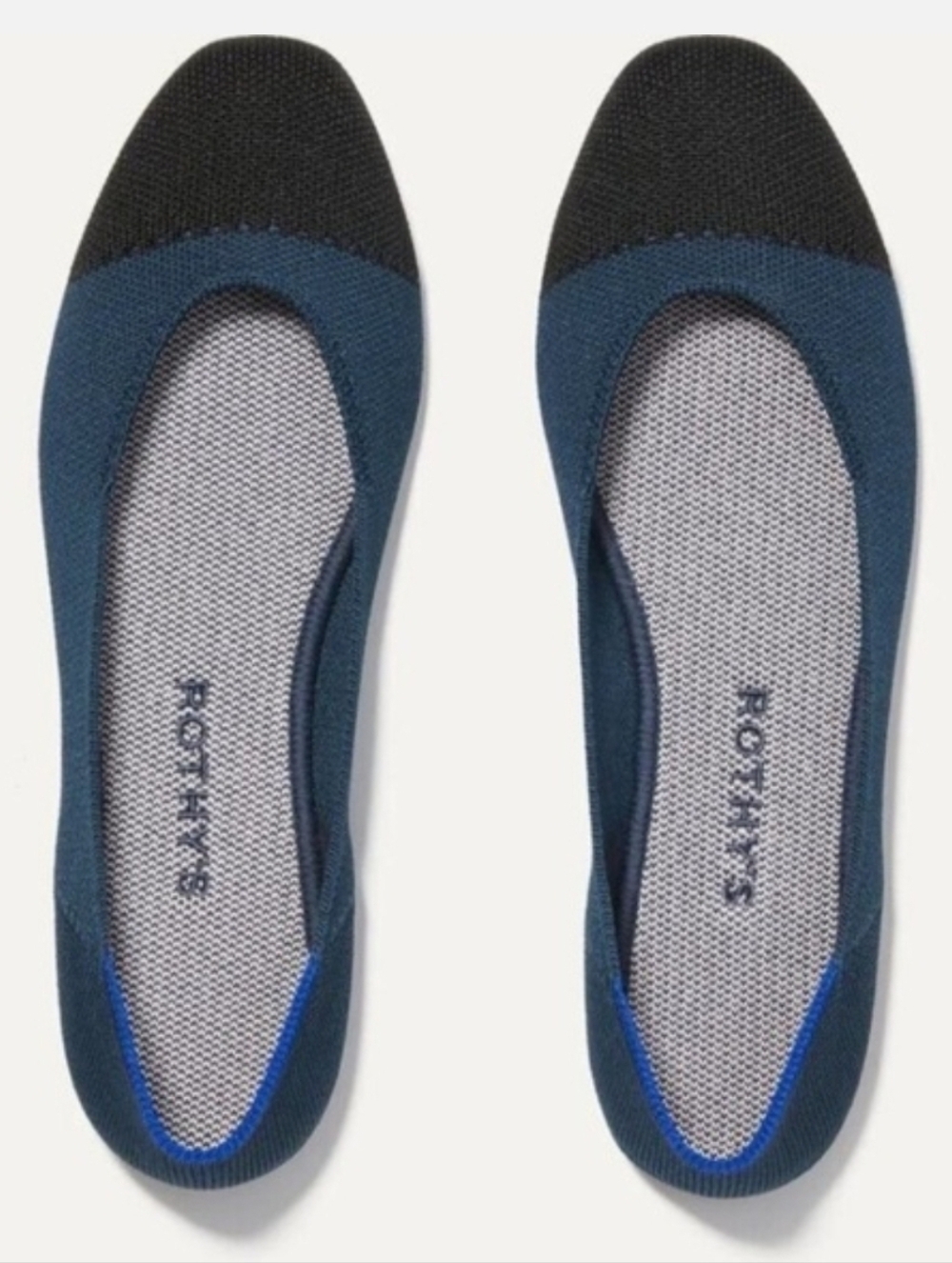 Rothy's Teal and Black Knit Ballet Flats